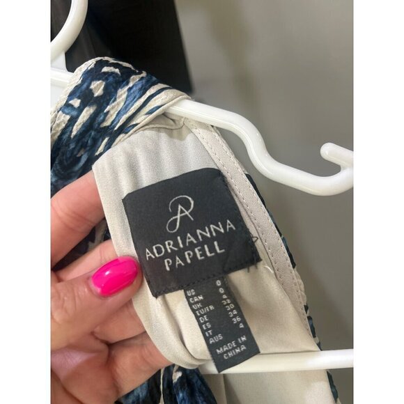 ADRIANNA PAPELL Halter Satin Midi Dress Blue Multi Womens Size 0 - Picture 8 of 9